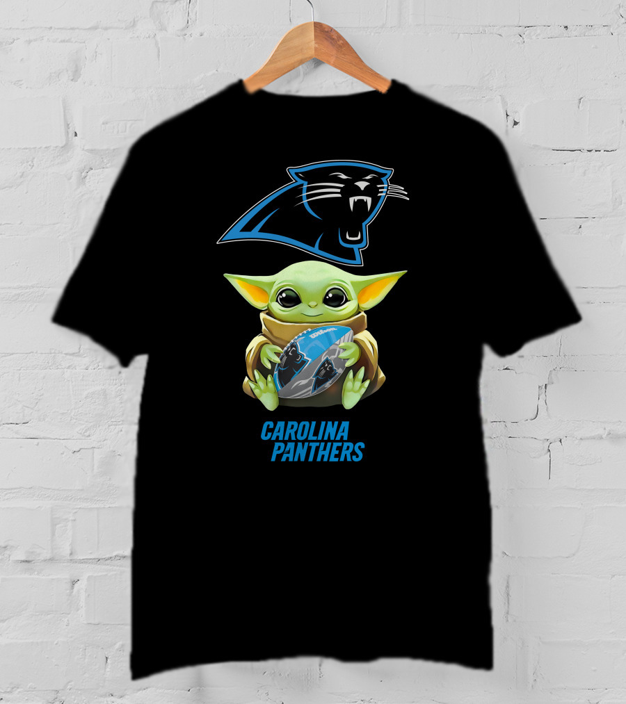 Carolina Panthers Grogu Hugging Football Fan T-Shirt