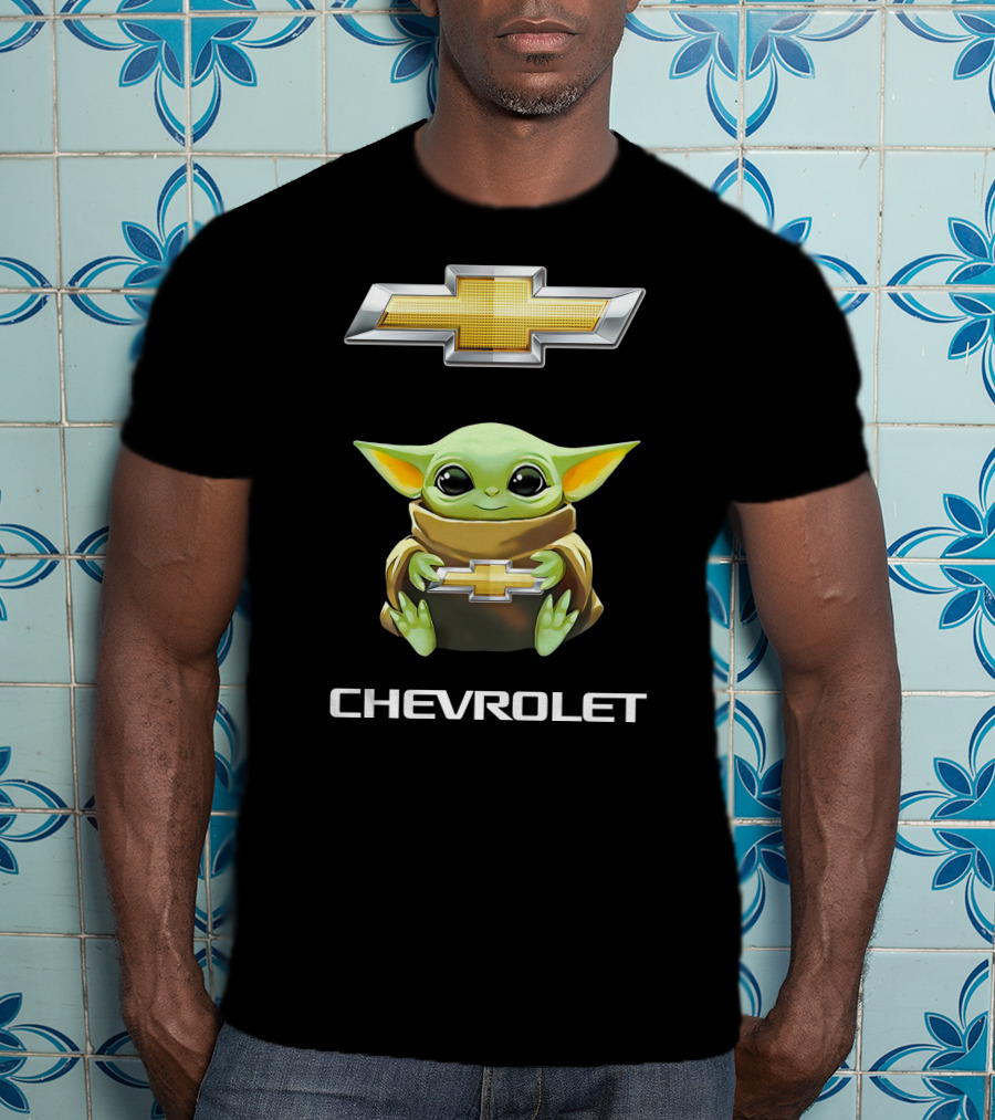 Grogu Holds Chevrolet Logo With Star Wars T-Shirt