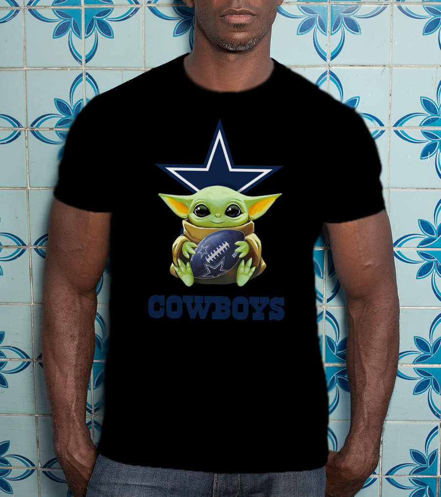Grogu Cowboys Football Hug Dallas Tailgate Star T-Shirt