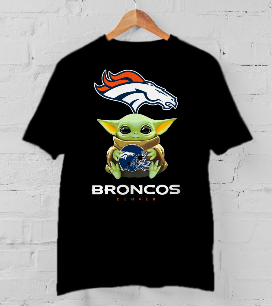 Broncos Denver Grogu Hugging Helmet T-Shirt