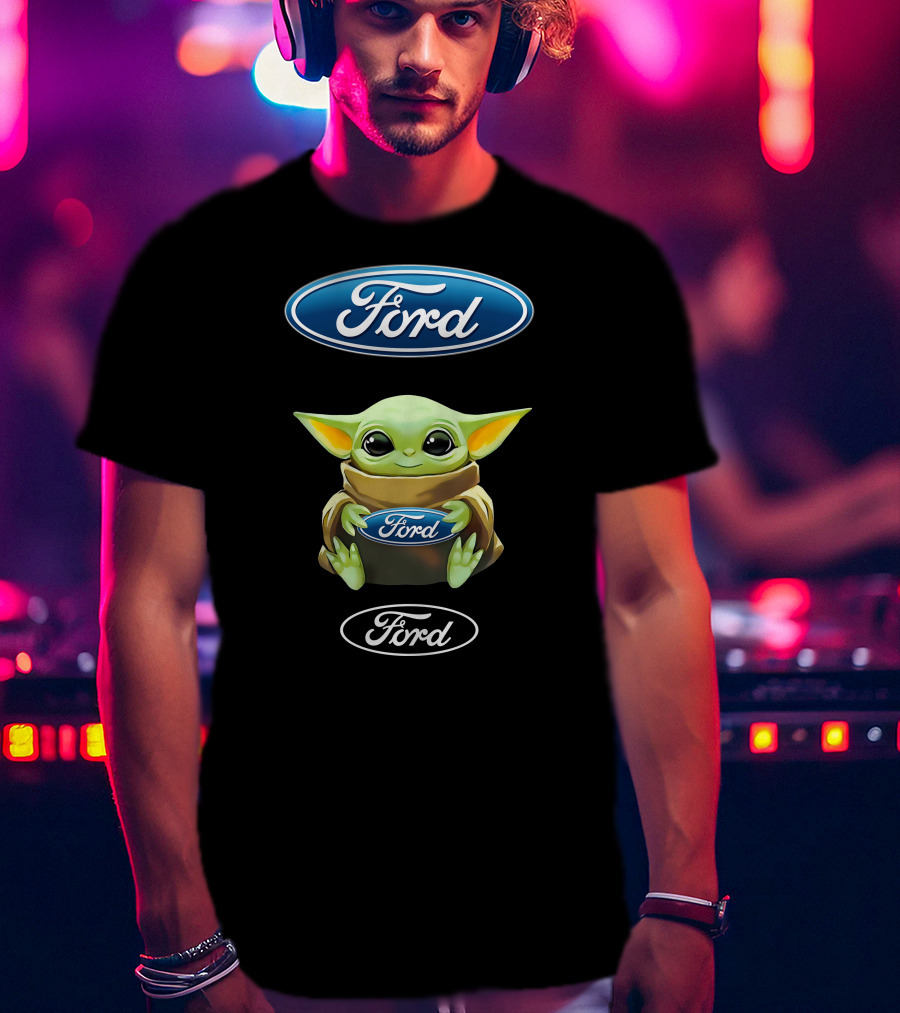 Grogu Holding Ford Logo Embrace T-Shirt