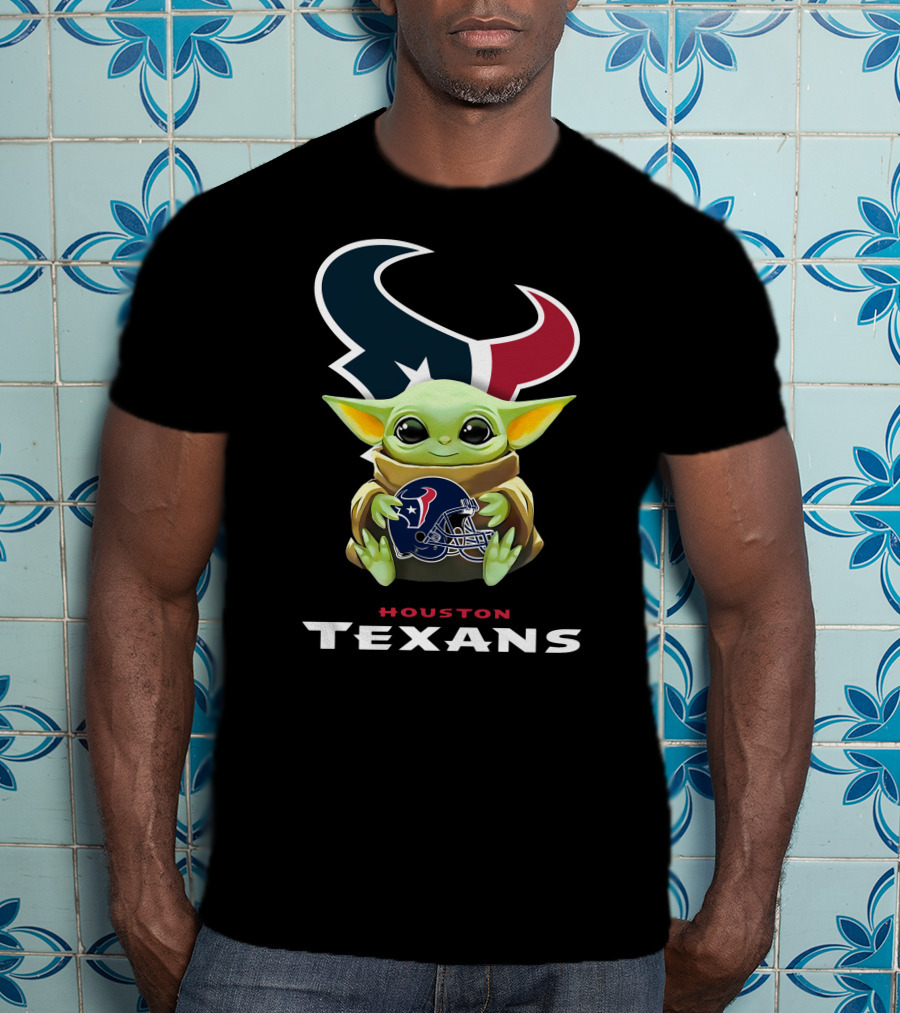 Houston Texans Grogu Hugging Helmet T-Shirt