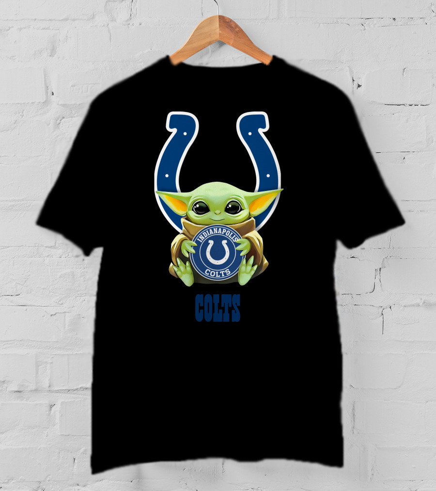 Grogu Hug Indianapolis Colts Horseshoe Logo Colts T-Shirt