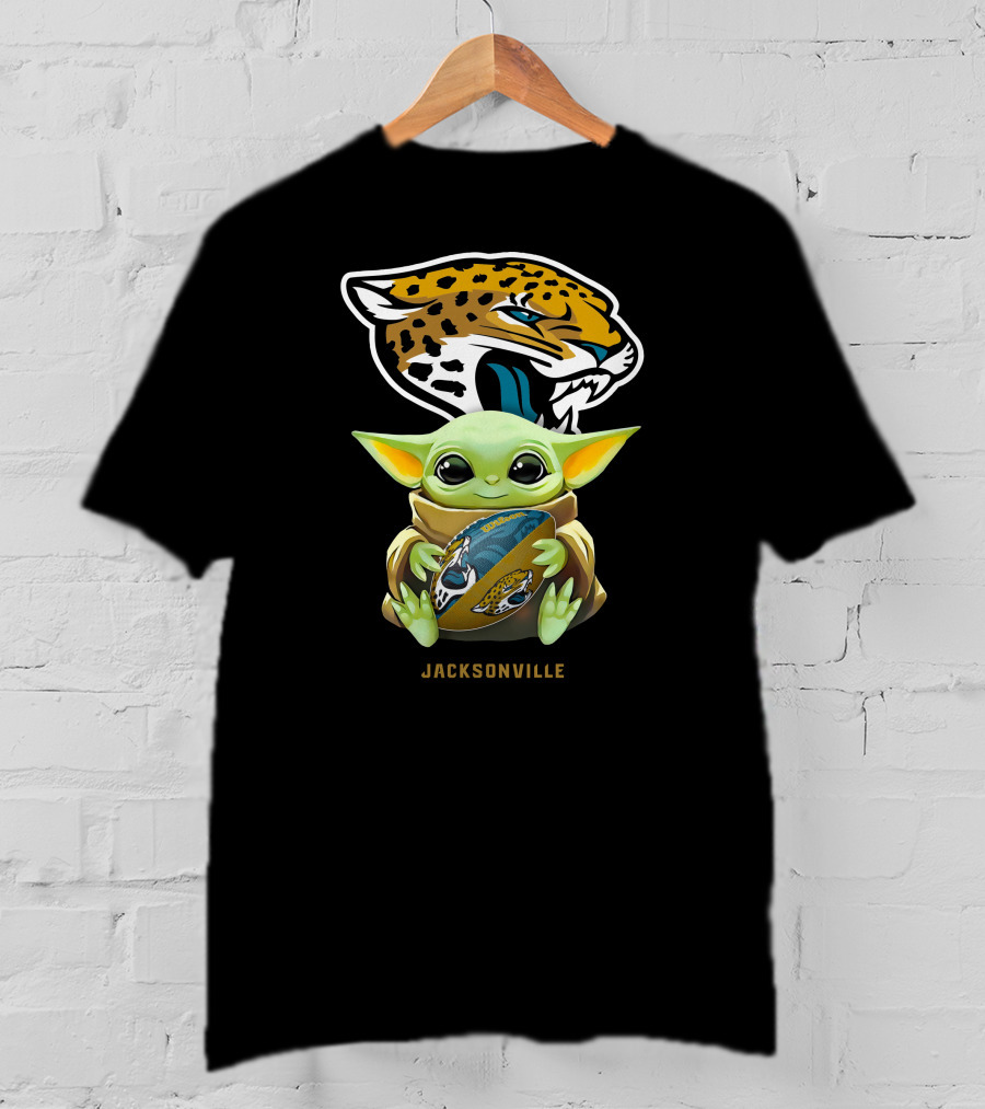 Grogu Holding Football With Jacksonville Jaguars T-Shirt