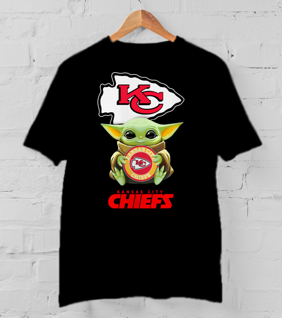 Grogu Hugging Kansas City Chiefs Logo Chiefs Icons T-Shirt