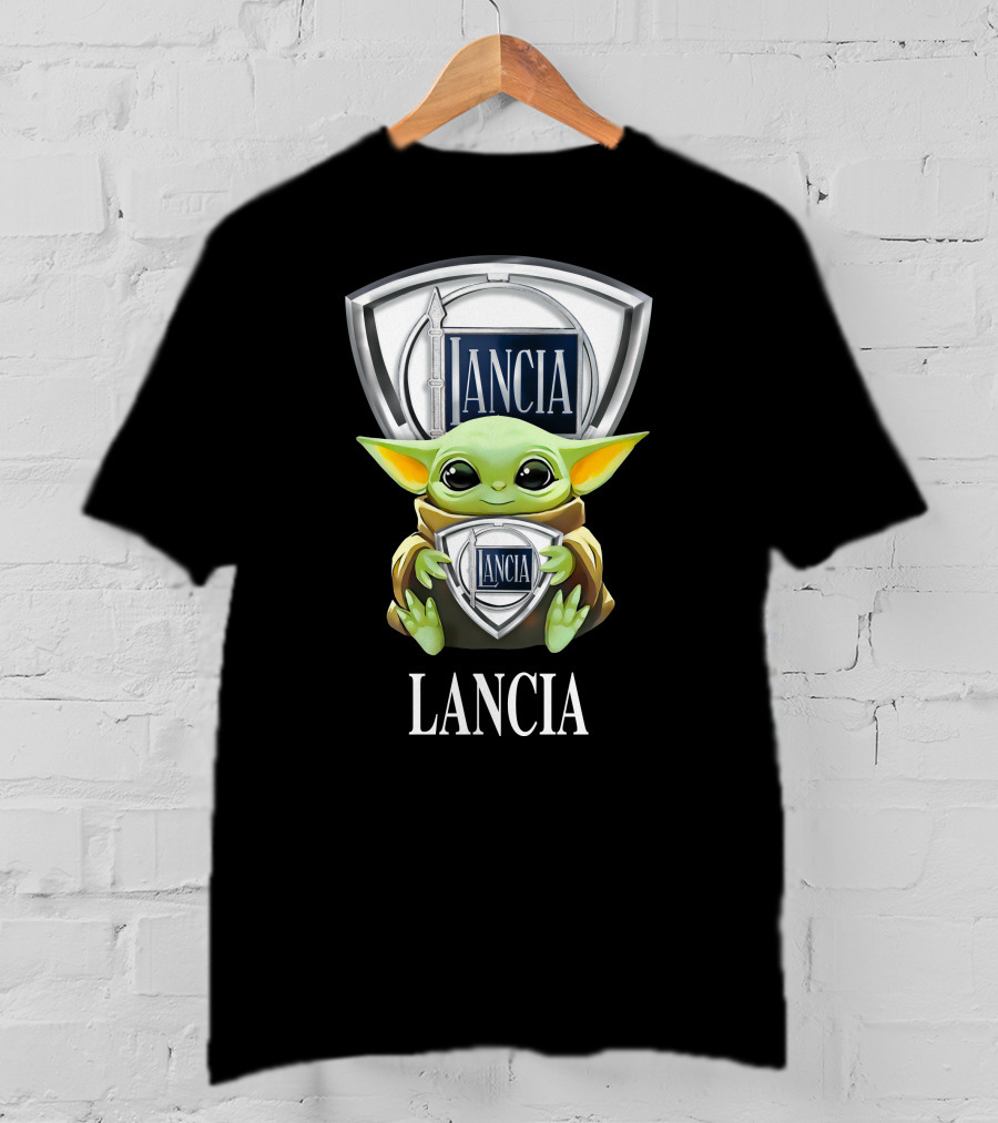 Grogu Holding Lancia Logo With Shield Emblem T-Shirt