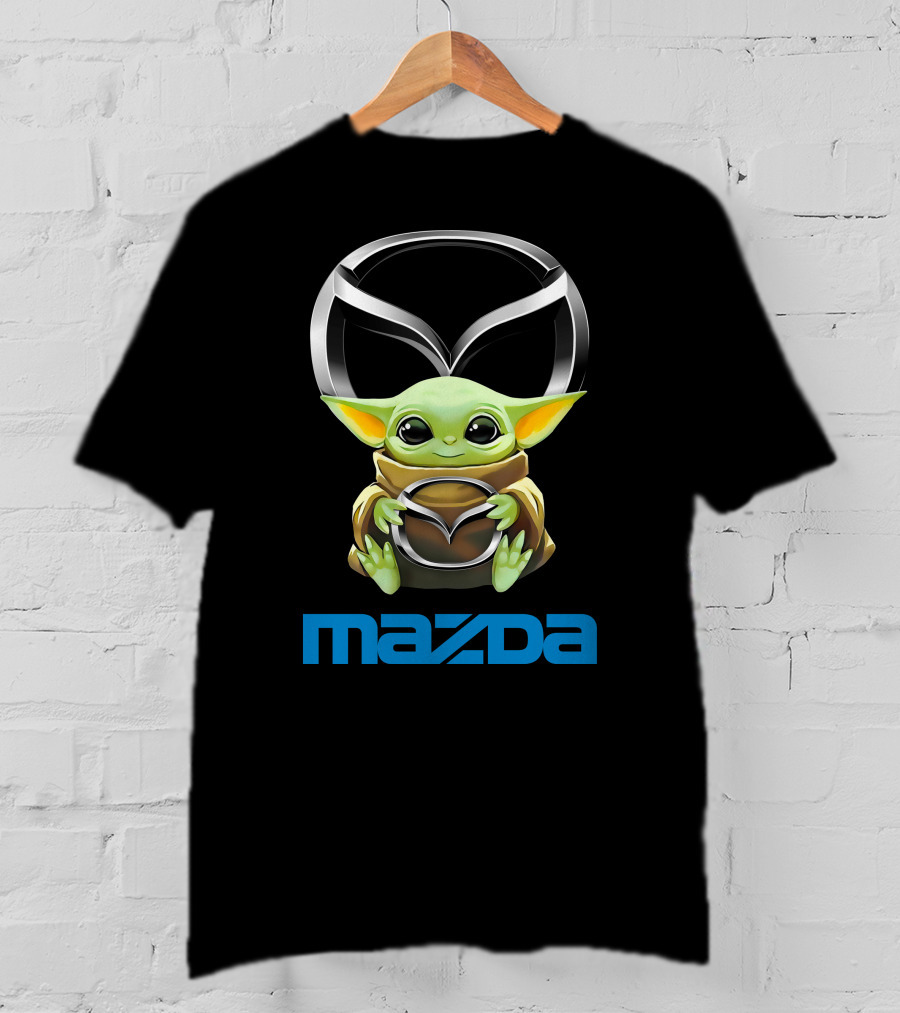 Grogu Holding Mazda Logo With Iconic Symbol Integration T-Shirt