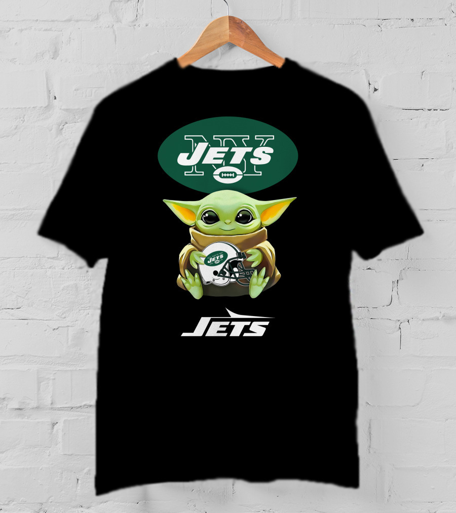 Grogu New York Jets Helmet Hug Football Logo Jets T-Shirt