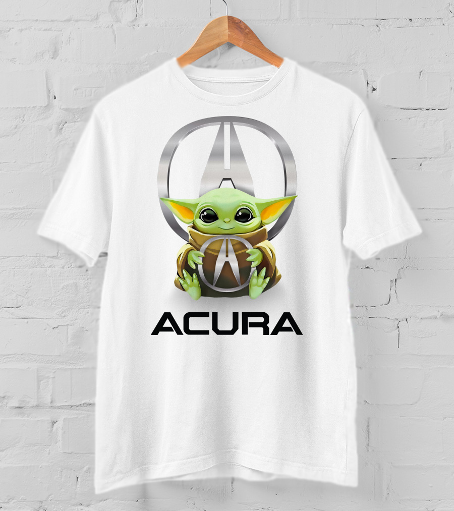 Grogu Holding Acura Logo White T-Shirt