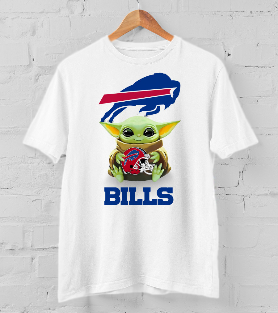 Buffalo Bills Grogu Hugging Helmet With Bills T-Shirt
