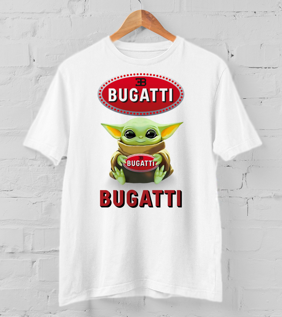Grogu Holding Bugatti Logo Red And White T-Shirt