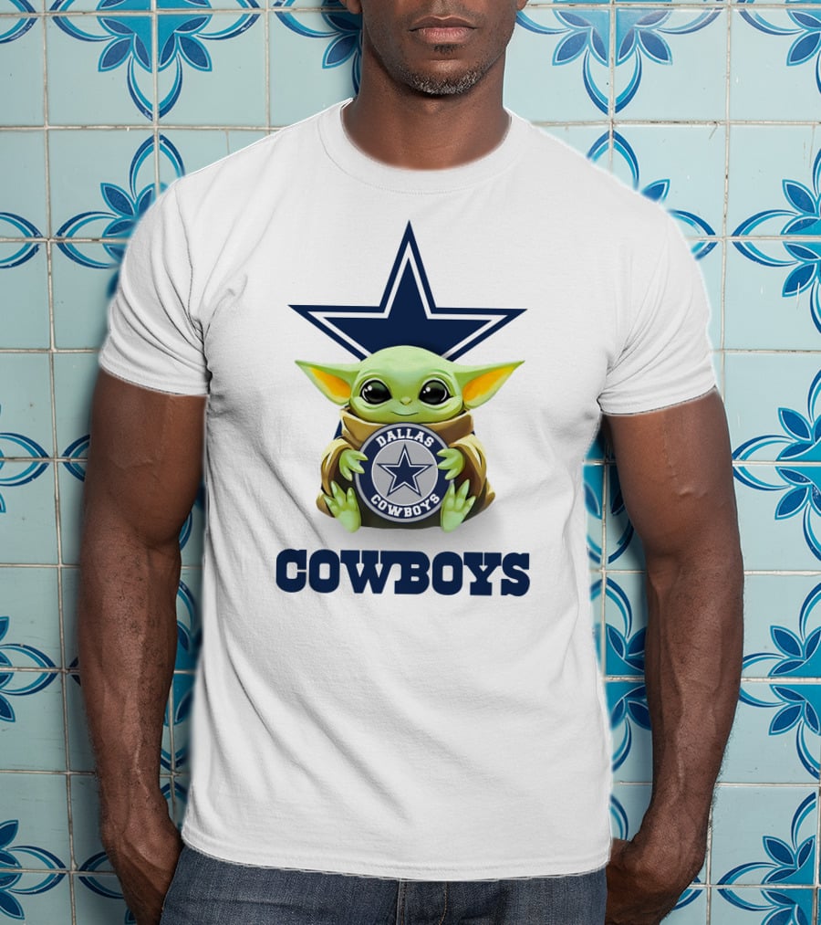Grogu Holding Dallas Cowboys Emblem With Star T-Shirt