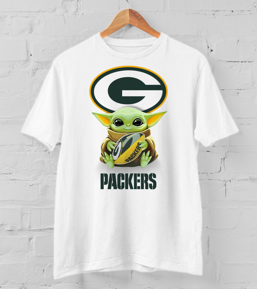 Grogu Hug Packers Green Bay Football Tailgate White T-Shirt