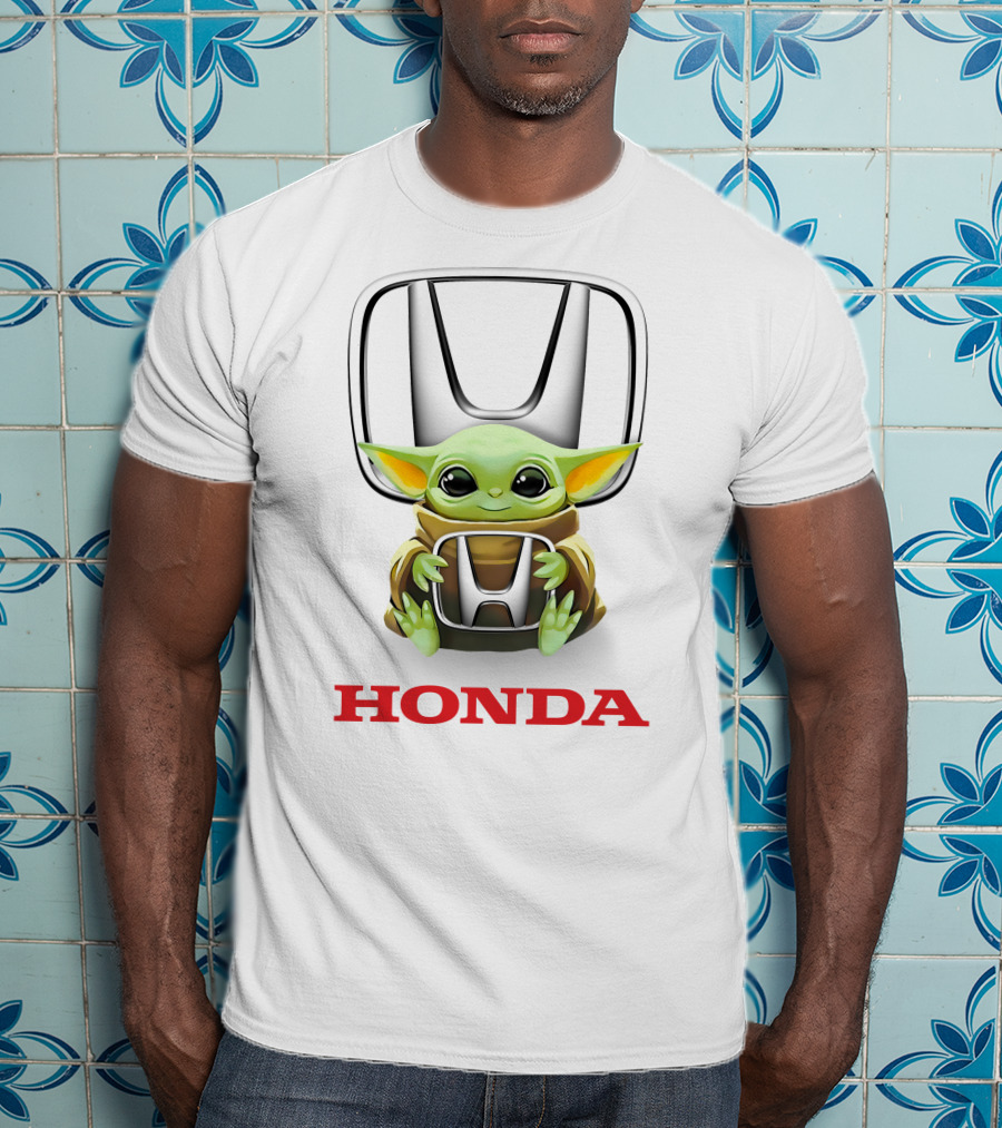 Grogu Holding Honda Logo Emblem T-Shirt