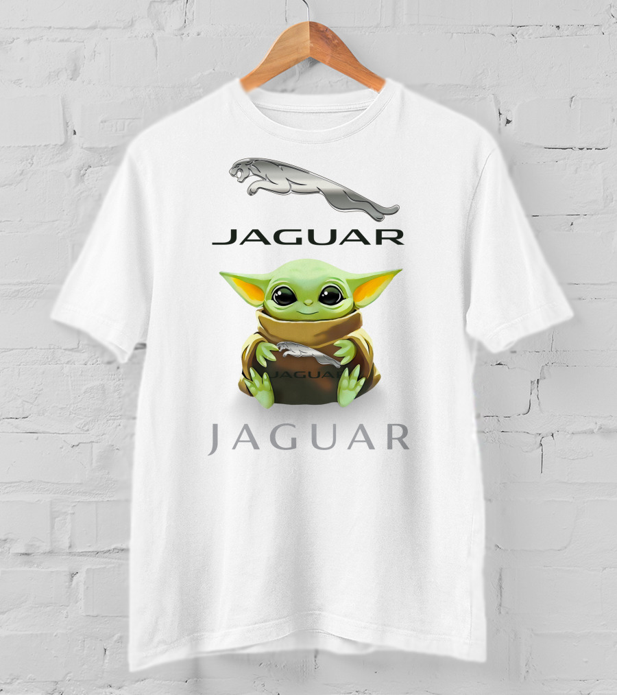 Grogu Holding Jaguar Logo Embrace T-Shirt