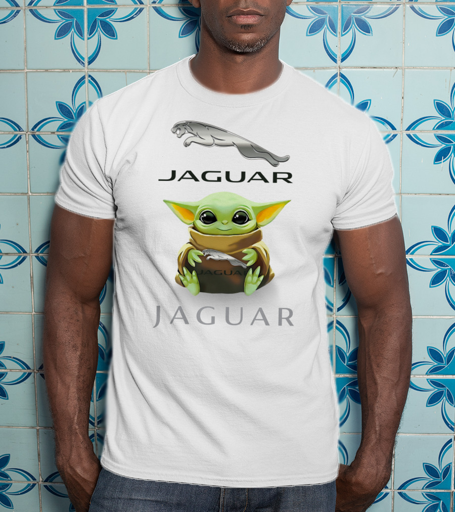 Grogu Holding Jaguar Logo Embrace T-Shirt