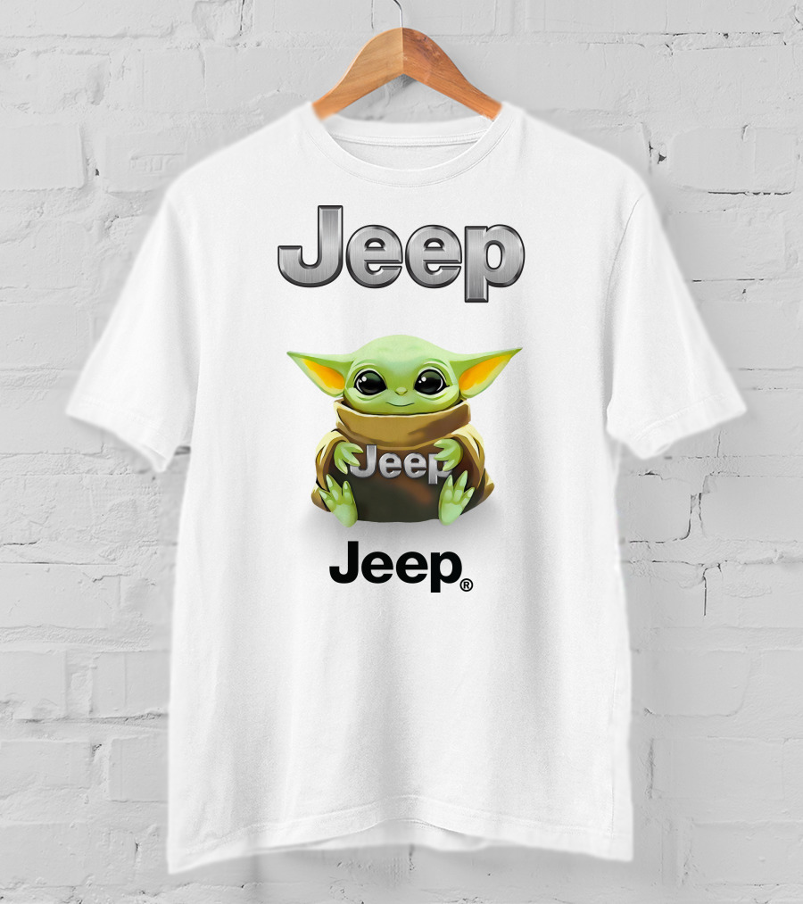Grogu Hug Jeep Green Baby Yoda Holding T-Shirt
