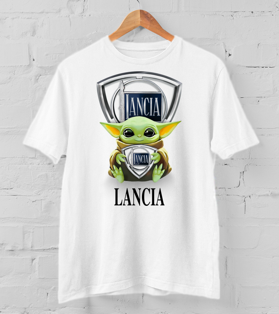 Grogu Hug Lancia Logo Baby Yoda Fan T-Shirt