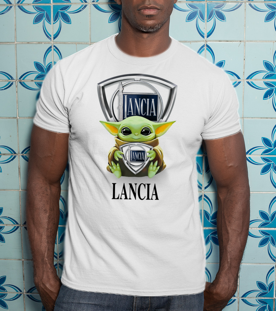 Grogu Hug Lancia Logo Baby Yoda Fan T-Shirt
