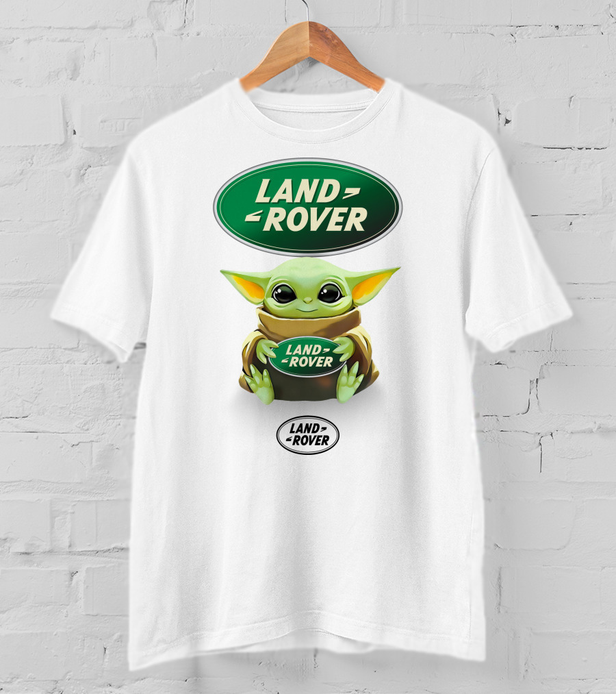 Grogu Holding Land Rover Logo Emblem T-Shirt