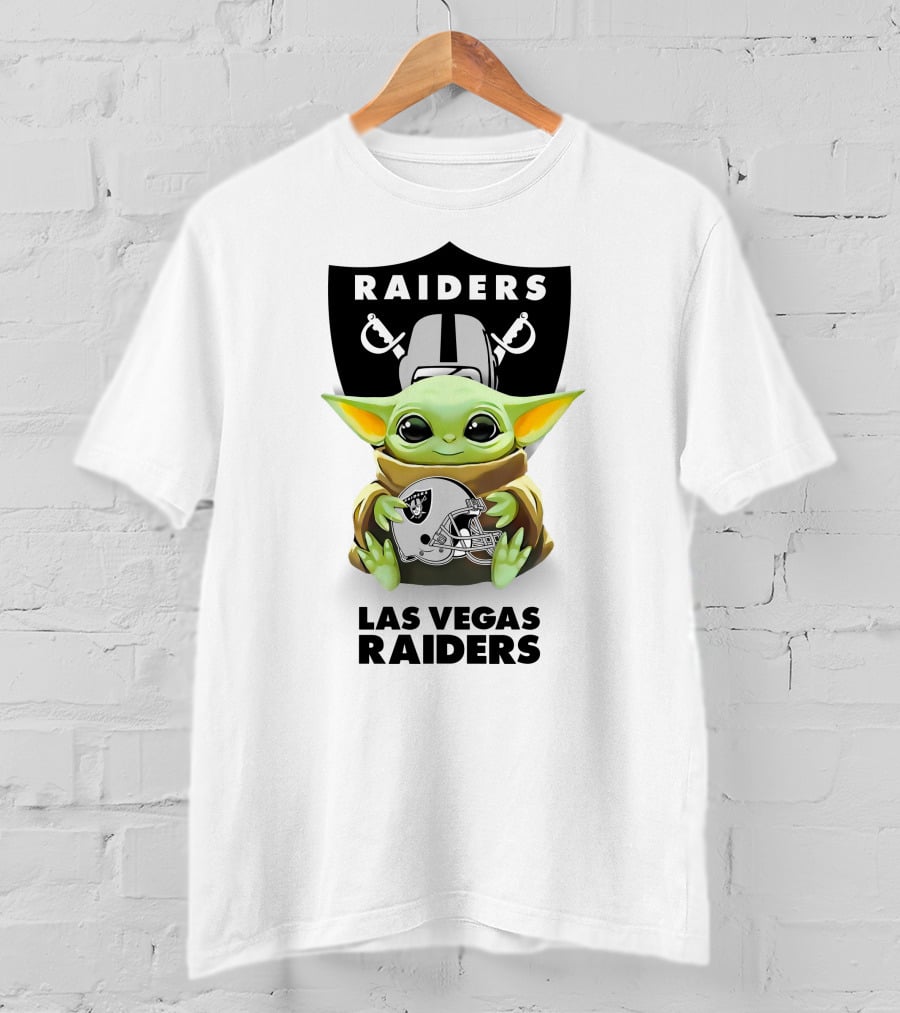 Grogu Hugging Las Vegas Raiders Helmet Raiders T-Shirt