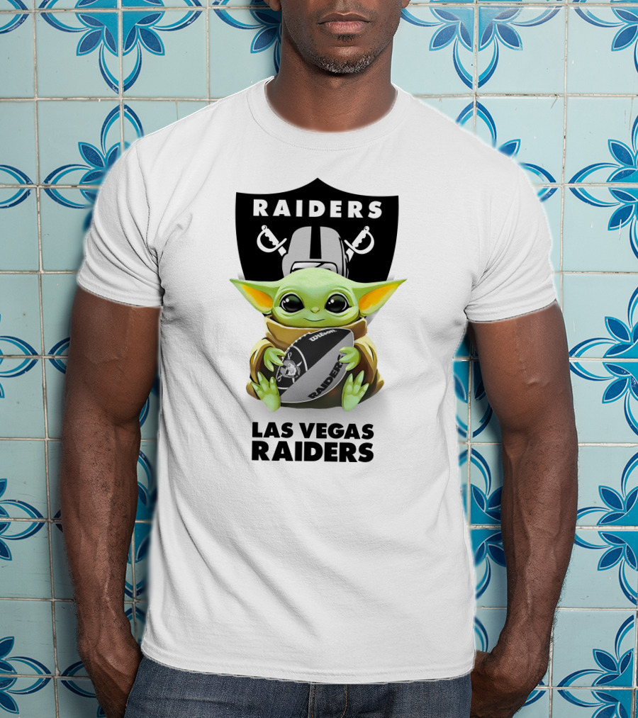 Las Vegas Raiders Grogu Hug Football Fan Gear T-Shirt