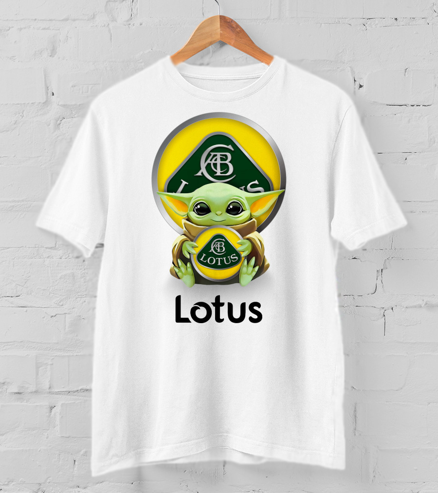 Grogu Hug Ab Lotus Logo Green And Yellow T-Shirt