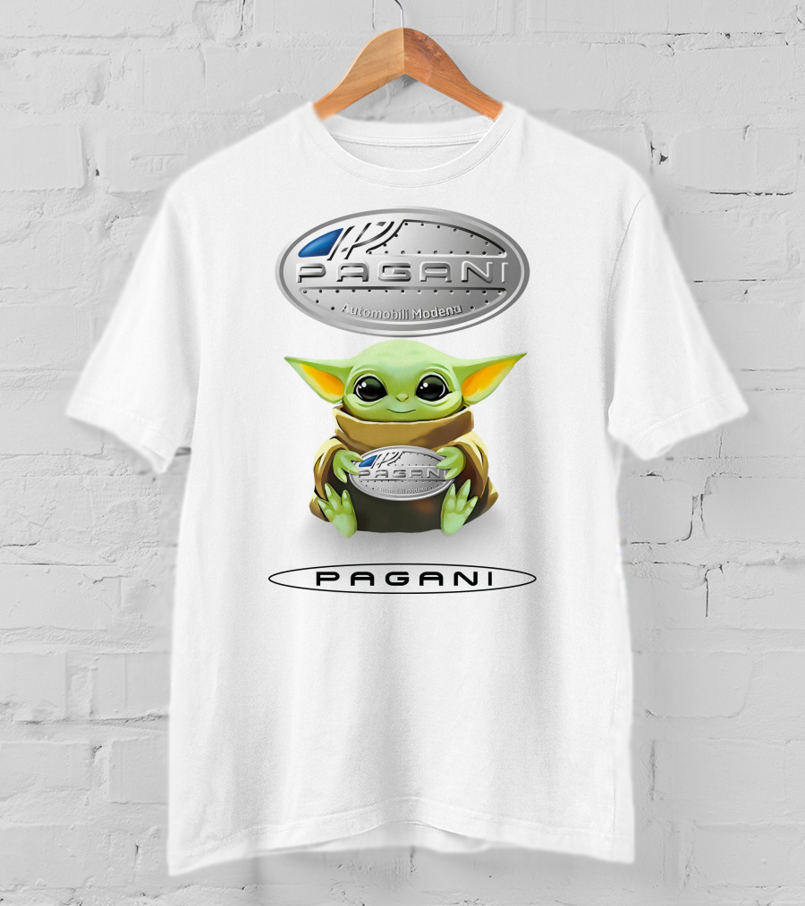 Grogu Holding Pagani Automobili Modena Emblem T-Shirt