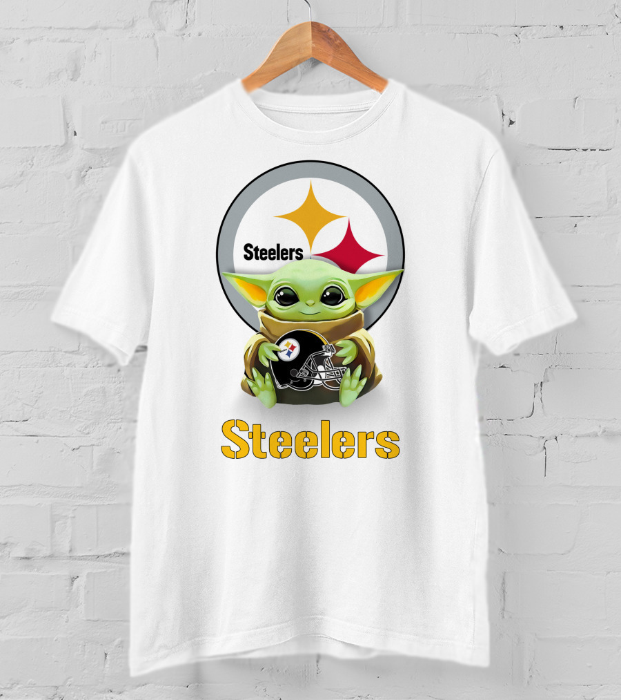 Grogu Steelers Helmet Hug Pittsburgh Steelers T-Shirt