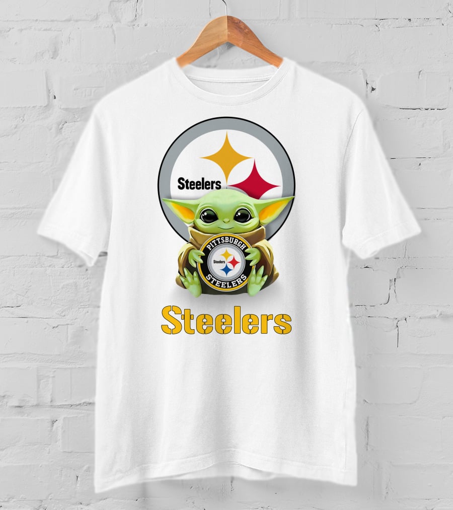 Grogu Steelers Pittsburgh Steelers Logo Hug Steelers T-Shirt