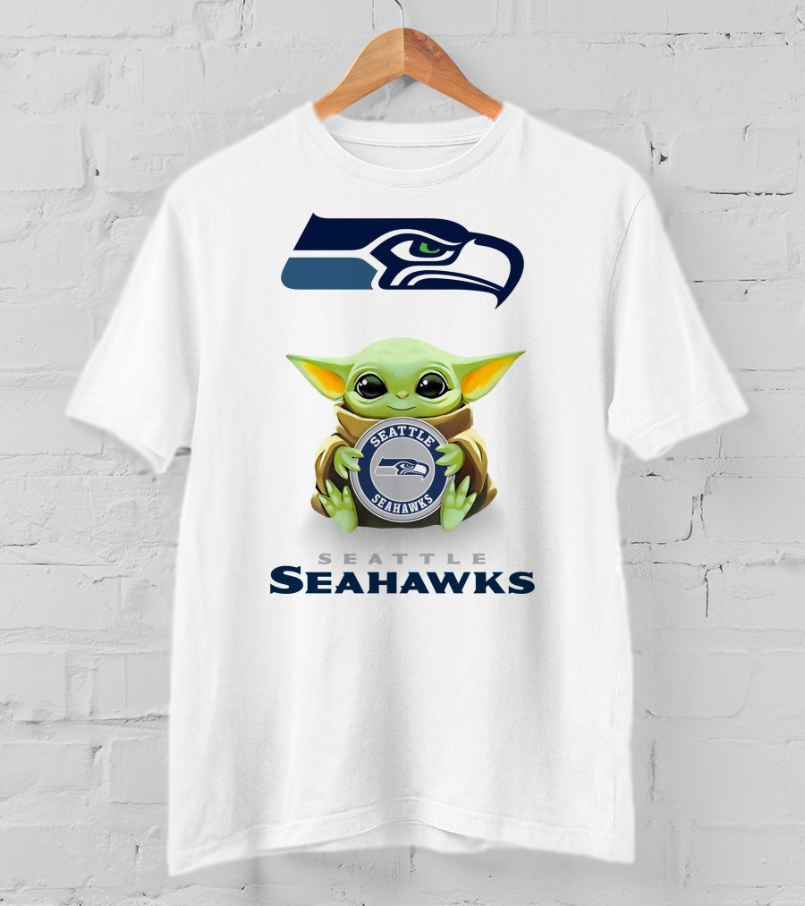 Grogu Seattle Seahawks Hugging T-Shirt