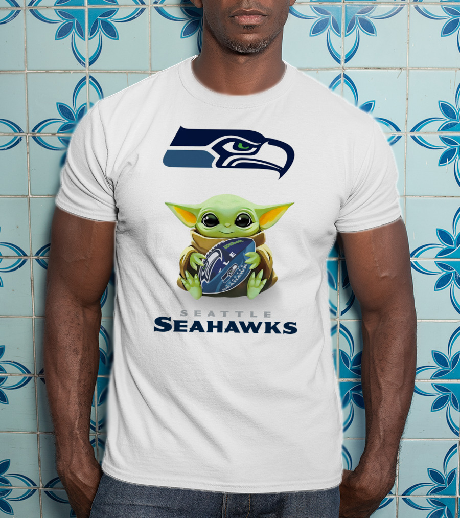 Grogu Seattle Seahawks Football Hug With Team T-Shirt