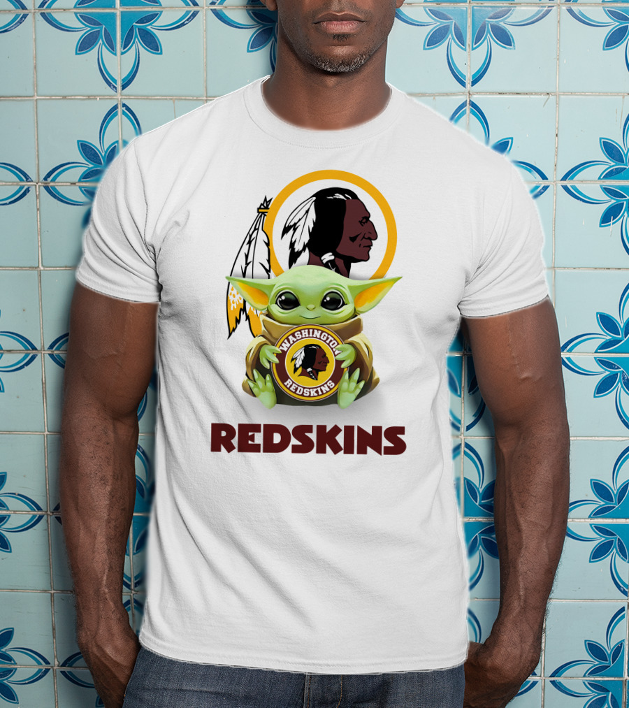 Grogu Holding Washington Redskins Logo Fans Unite T-Shirt