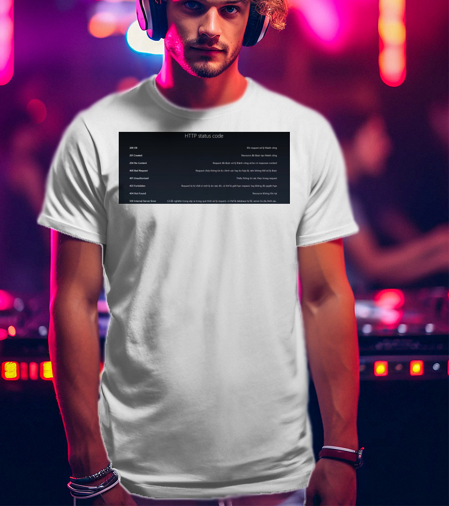 HTTP Status Code 200 OK 201 Created 204 No Content 400 Bad Request 401 Unauthorized 403 Forbidden 404 Not Found 500 Internal Server Error T-Shirt