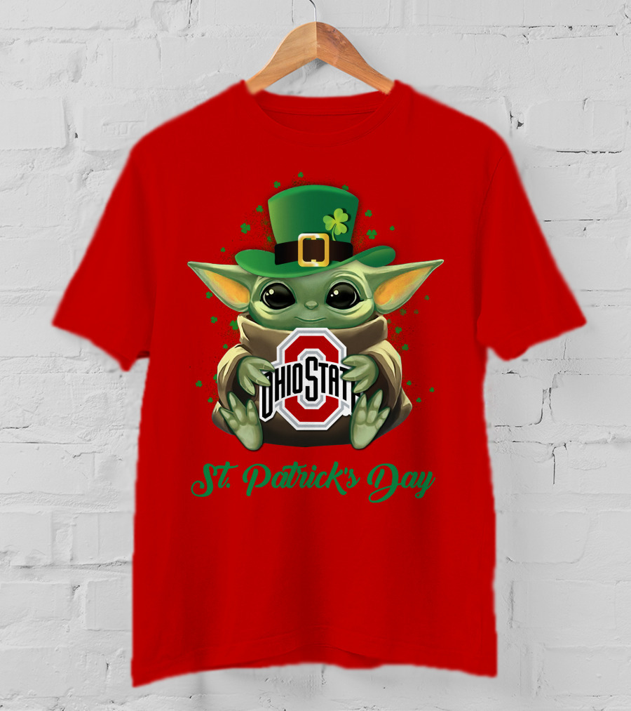 Ohio State Buckeyes Baby Yoda St. Patrick's Day T-Shirt