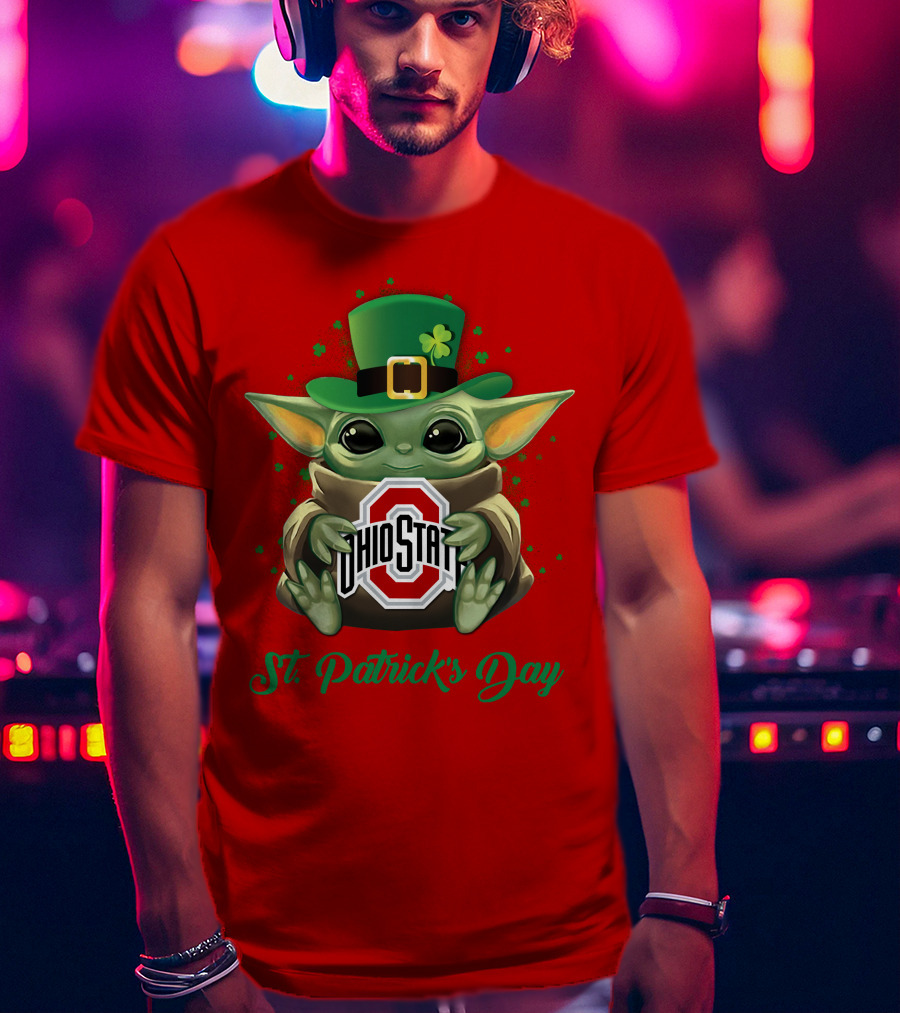 Ohio State Buckeyes Baby Yoda St. Patrick's Day T-Shirt