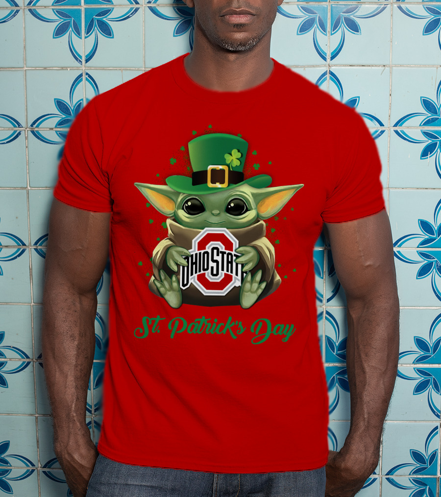 Ohio State Buckeyes Baby Yoda St. Patrick's Day T-Shirt