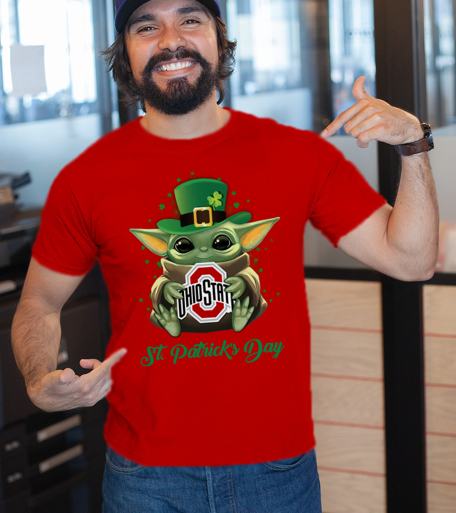 Ohio State Buckeyes Baby Yoda St. Patrick's Day T-Shirt