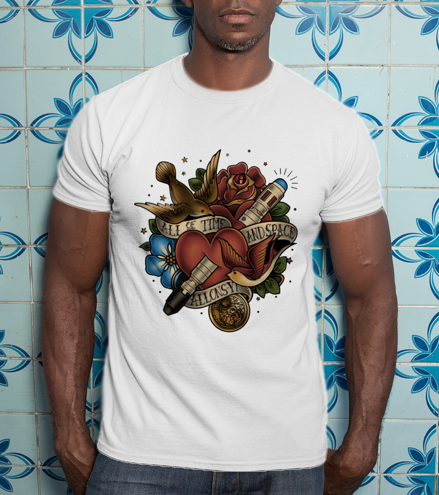 All Of Time And Space Allonsy Dr Who Tardis Tattoo T-Shirt