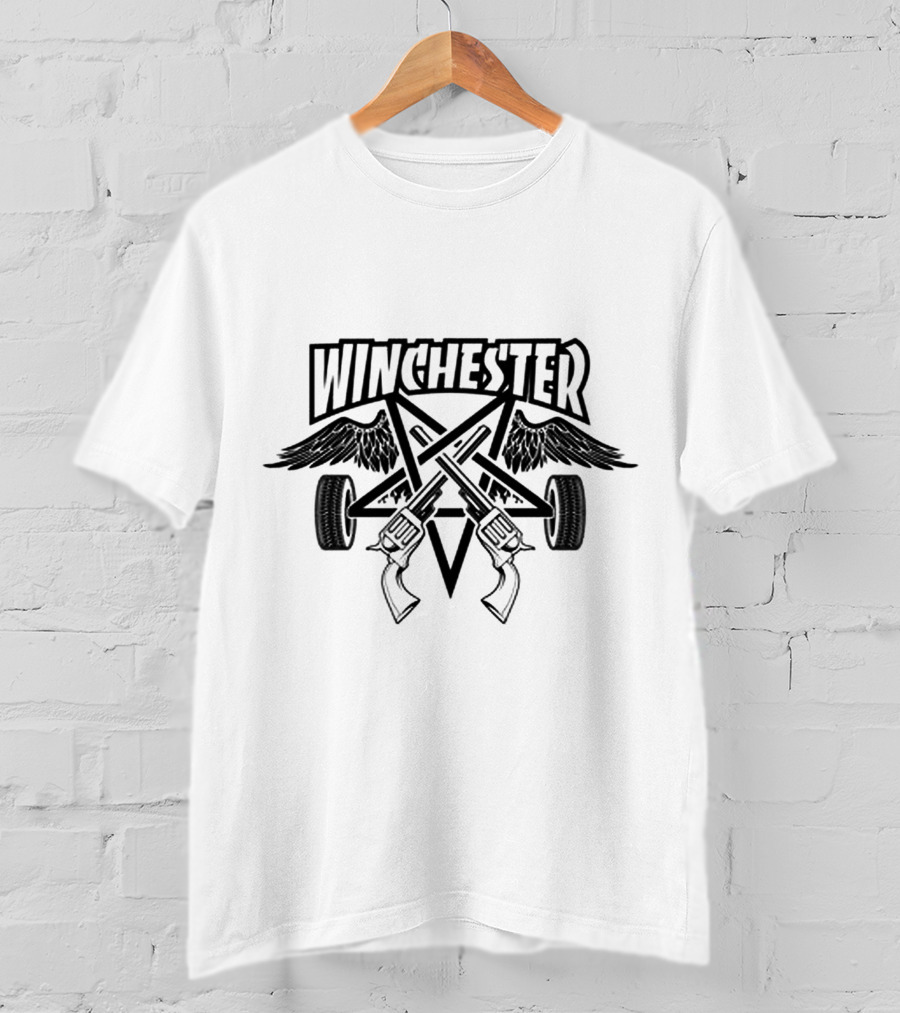 Winchester Supernatural Pentagram Wings Guns T-Shirt