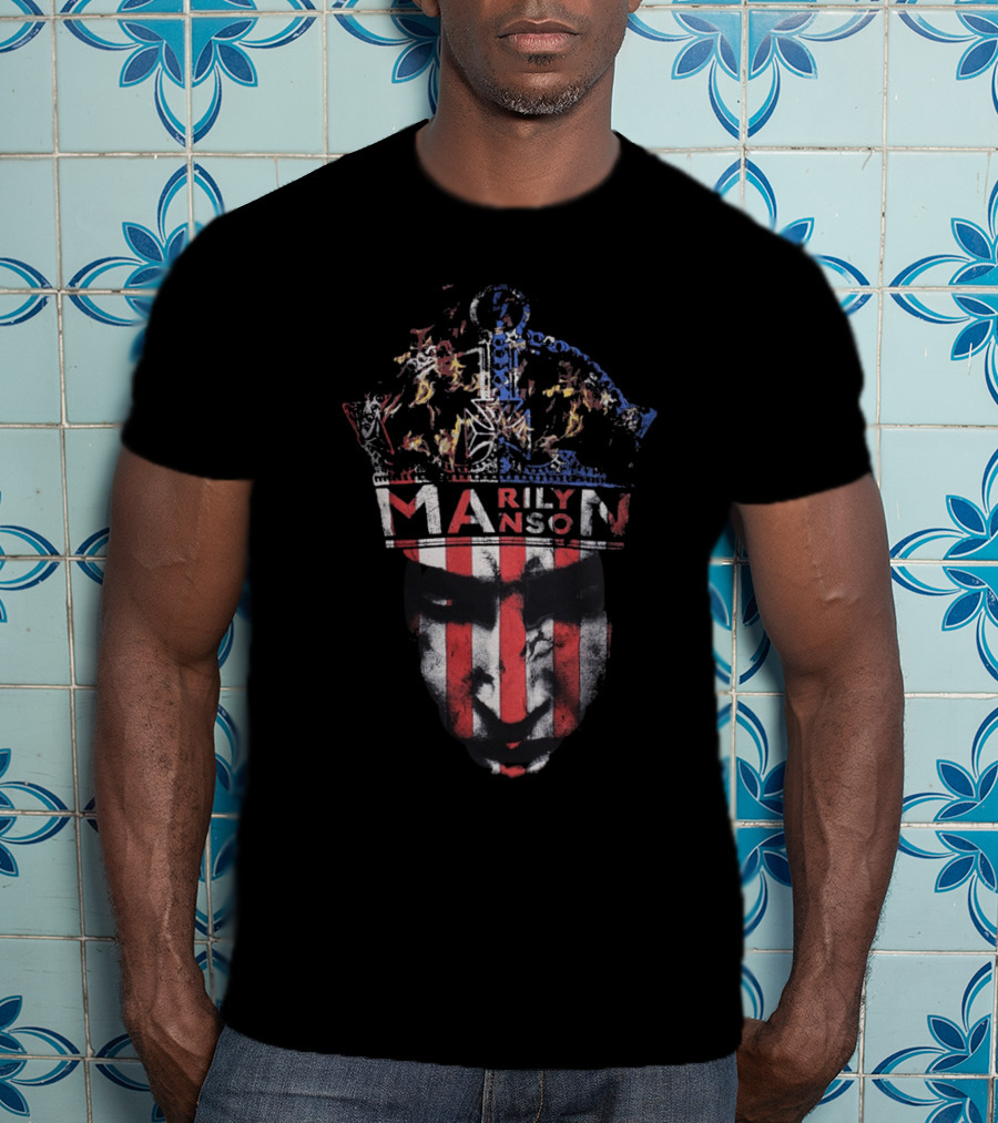 Marilyn Manson American Flag Crown Face MM Exclusive T-Shirt
