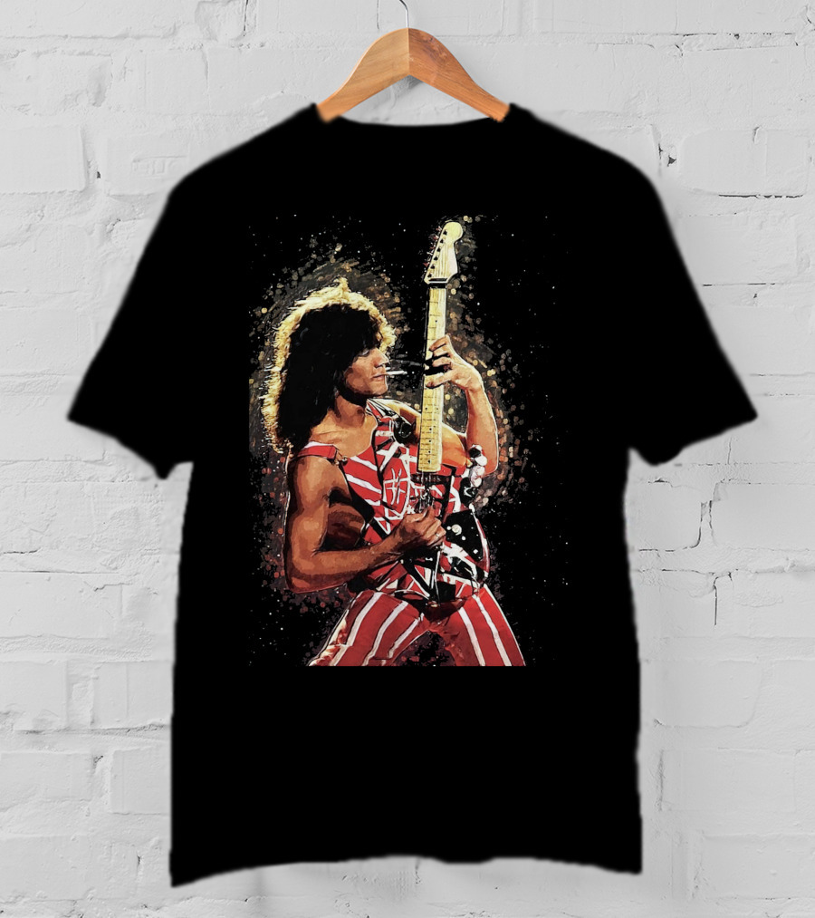 Guitar Legend Iconic Pose Rock Star Stripes T-Shirt