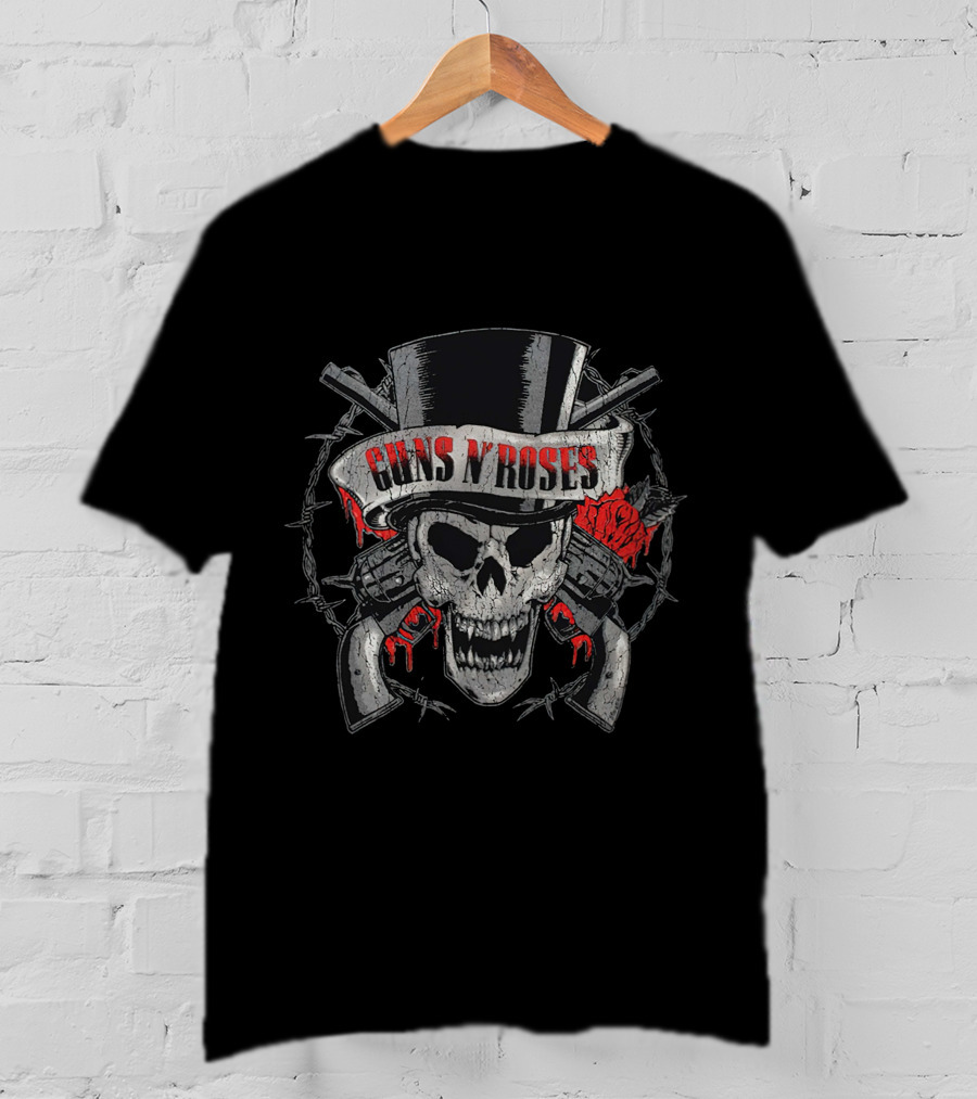 Guns N' Roses Skull Edition Hat Barbed Roses Pistols T-Shirt