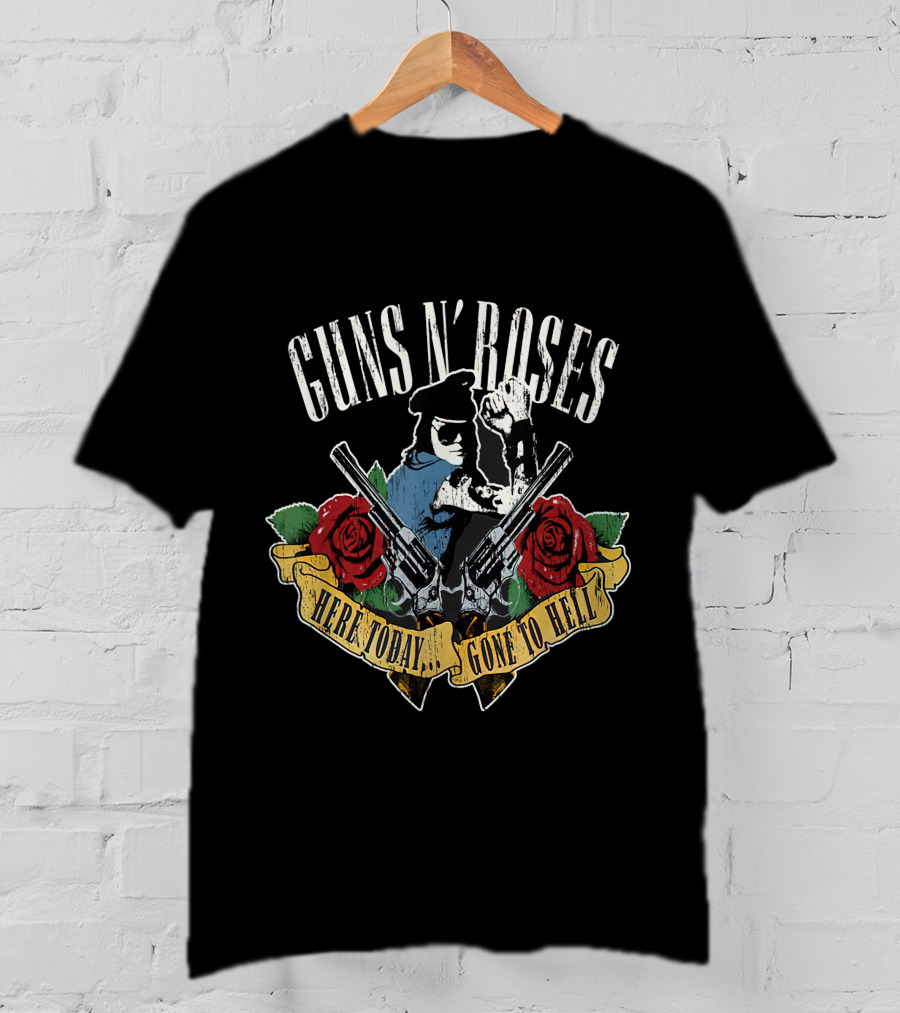 Guns N' Roses Here Today. Gone To Hell With Roses And Guns Vintage T-Shirt