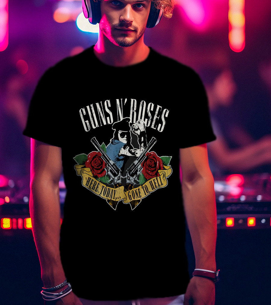Guns N' Roses Here Today. Gone To Hell With Roses And Guns Vintage T-Shirt