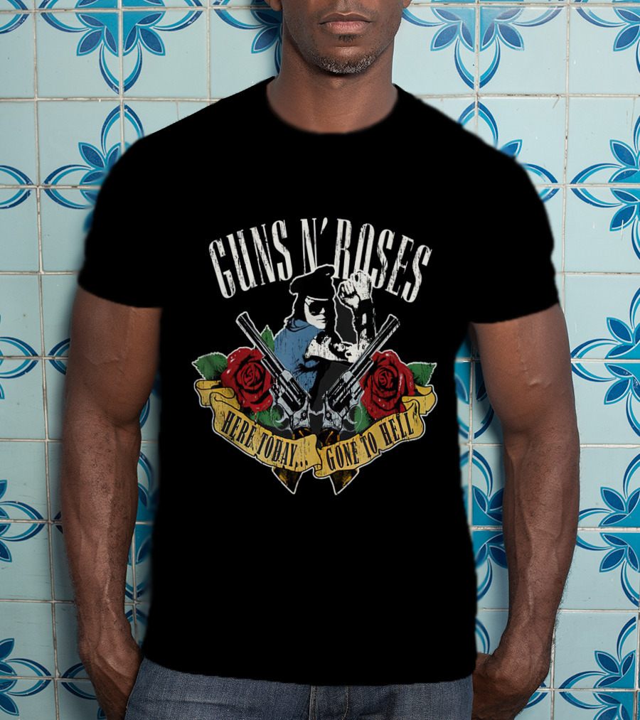 Guns N' Roses Here Today. Gone To Hell With Roses And Guns Vintage T-Shirt