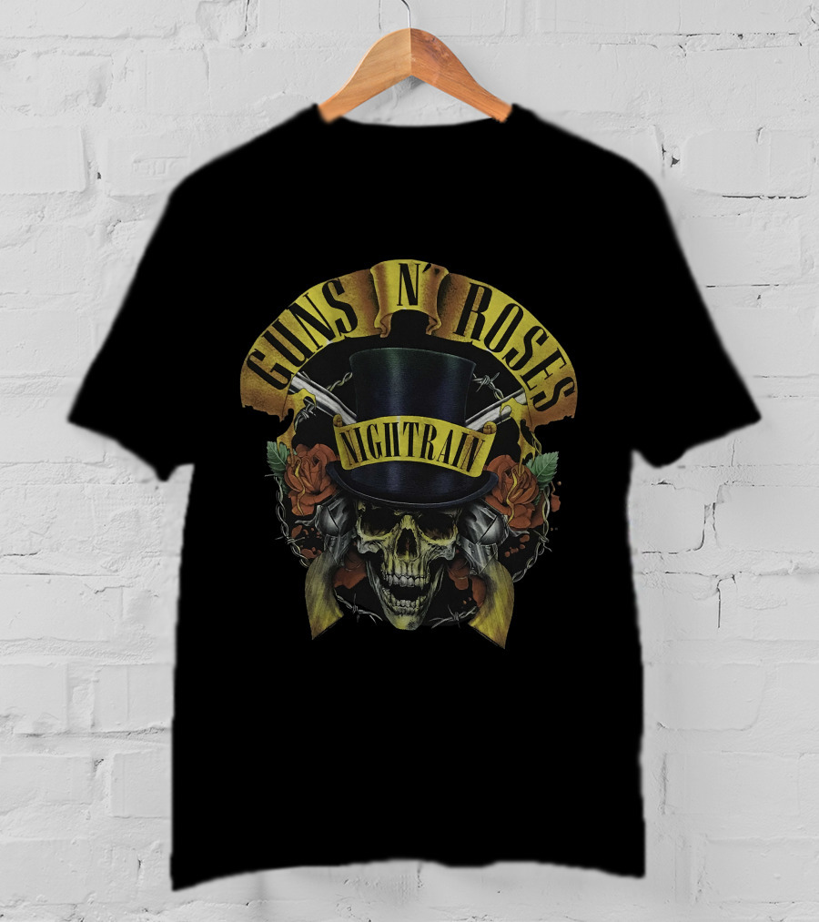 Guns N' Roses Nightrain Skull Roses Top Hat T-Shirt