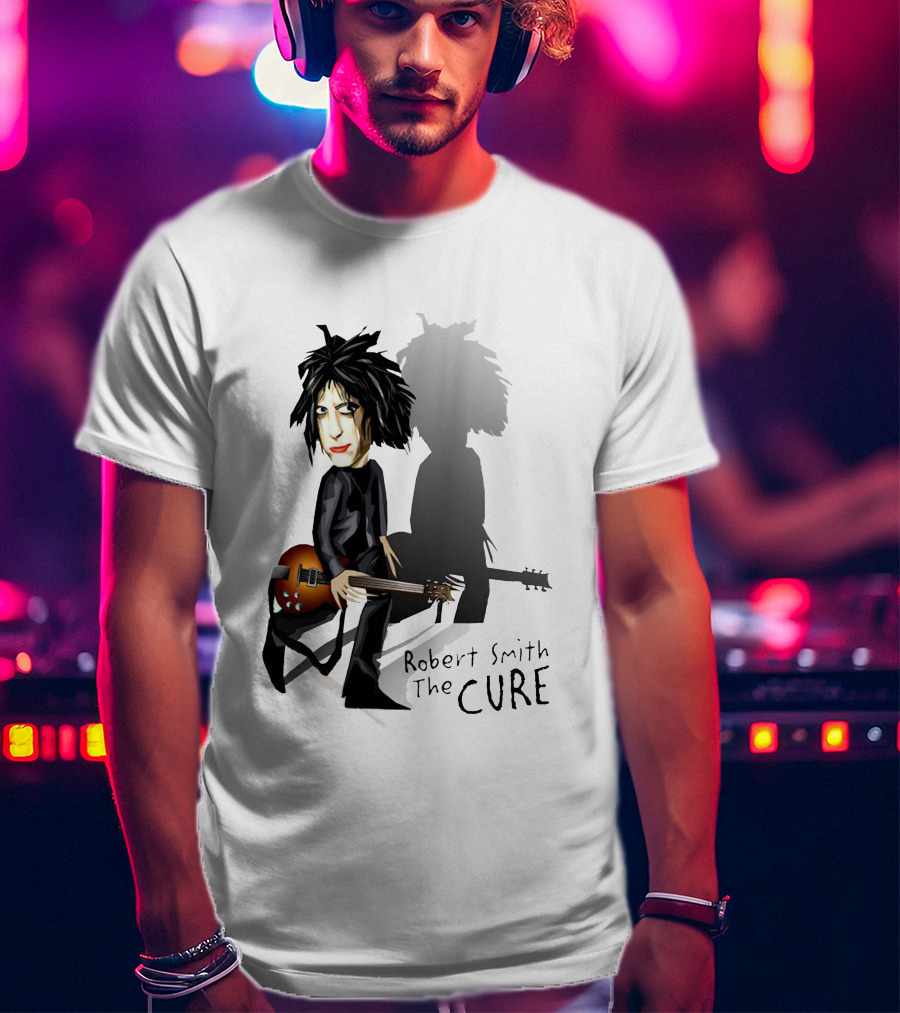 Robert Smith The Cure Guitar Cartoon T-Shirt