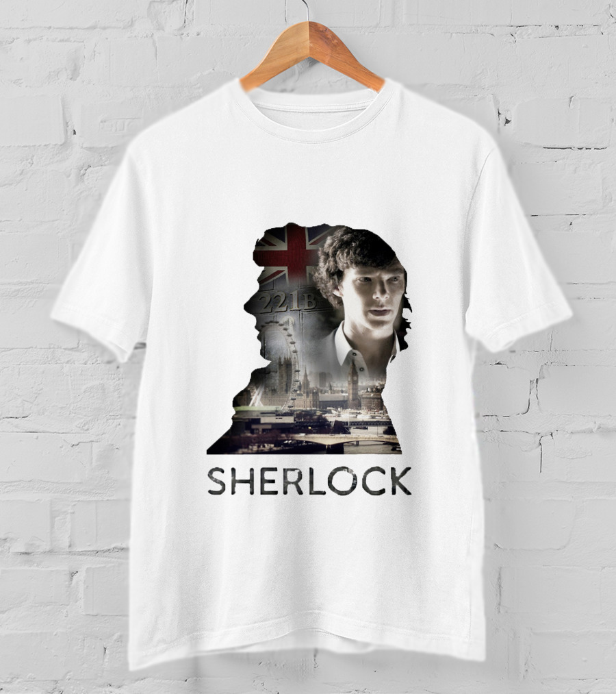 Sherlock 221B London Silhouette Union Jack T-Shirt