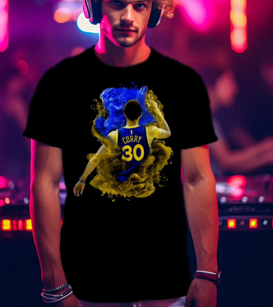 Stephen Curry 30 Blue Yellow Burst T-Shirt